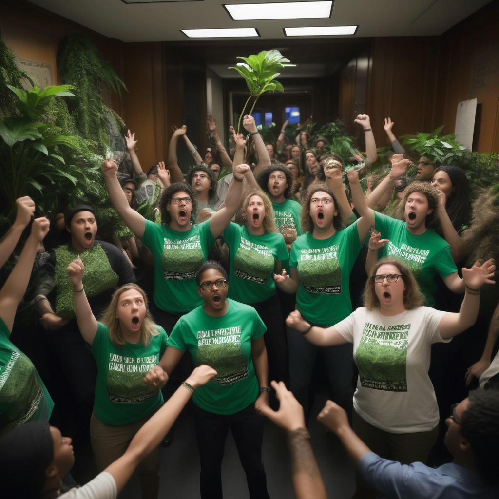 Environmental activists storm Jerome Powell's office.