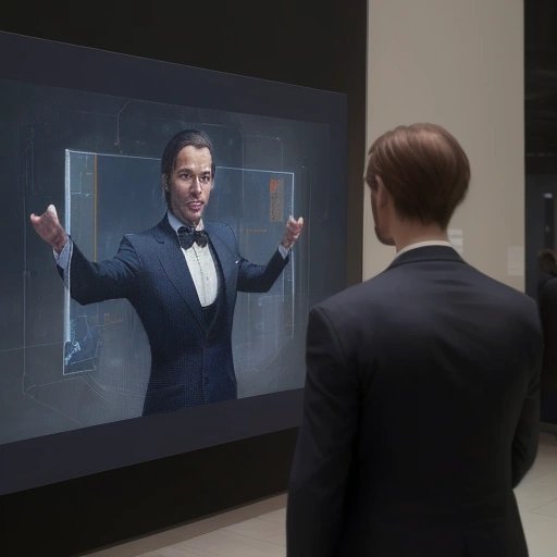 Person pointing at the AI painting