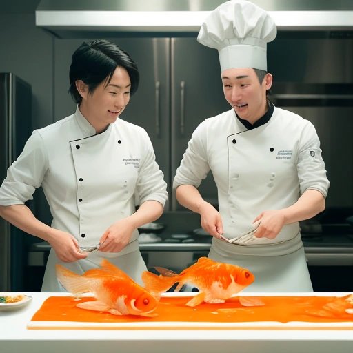 Gourmet underwater sushi preparation