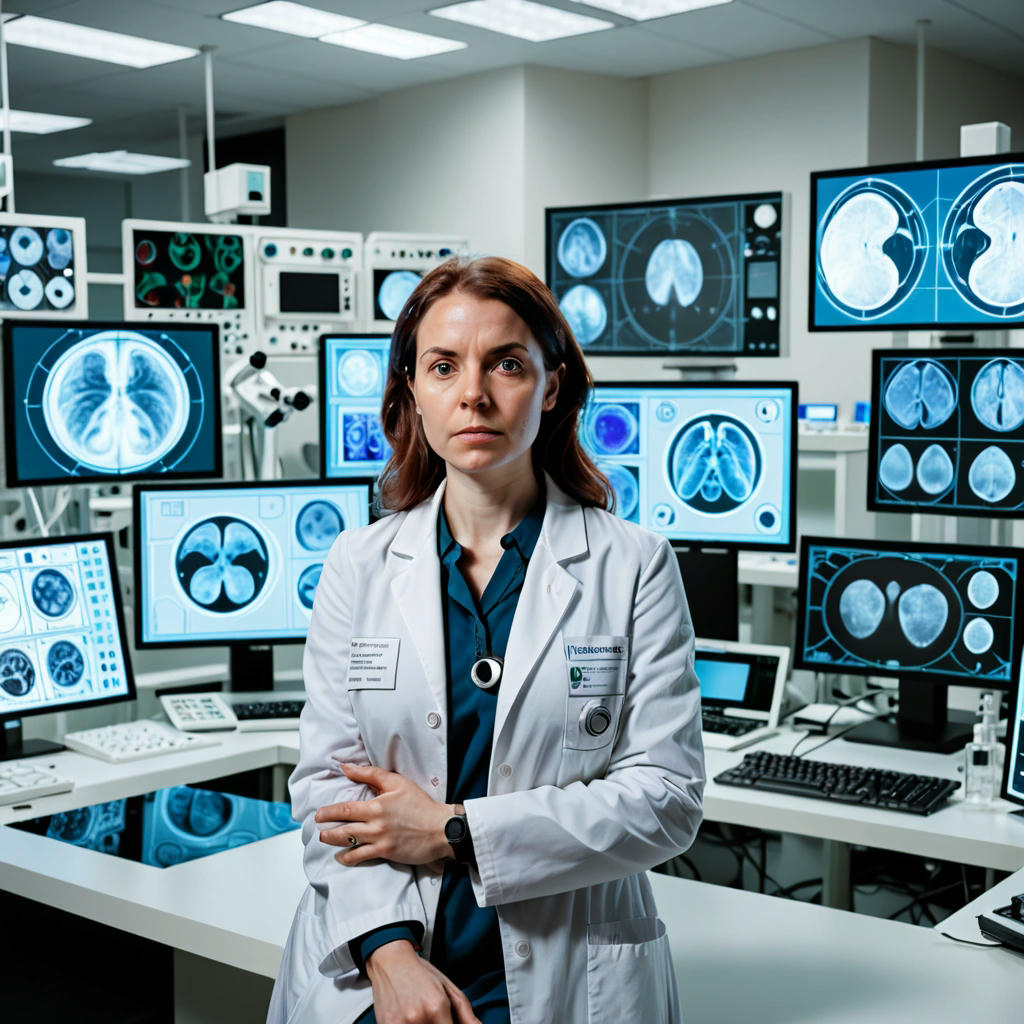 Dr. Elara Vex in a laboratory