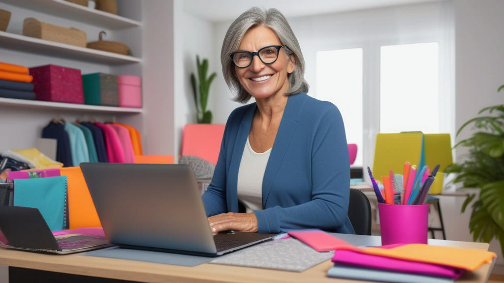 Eleanor Michaels working in her home office