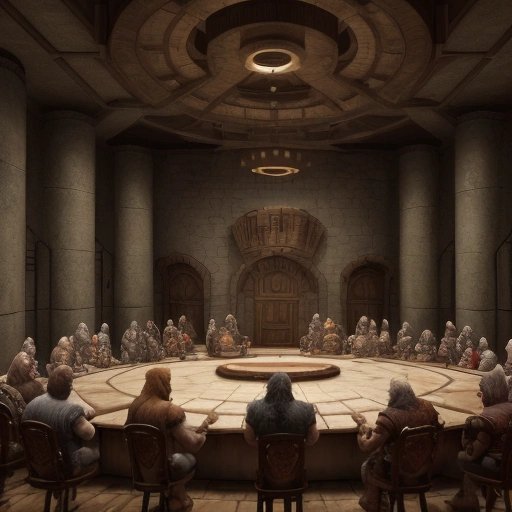 Council of elders in the grand hall