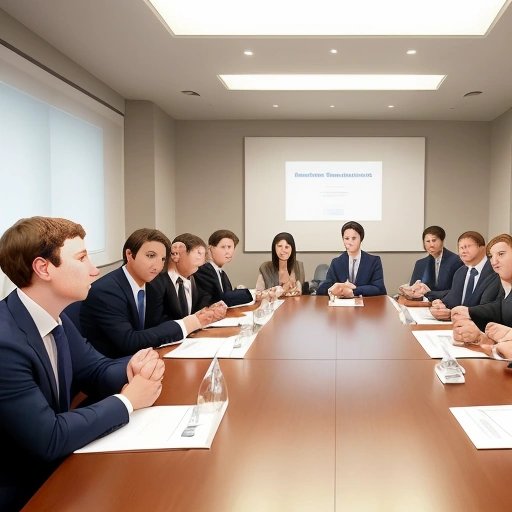 Mark Zuckerberg and his giant pencil in a boardroom meeting