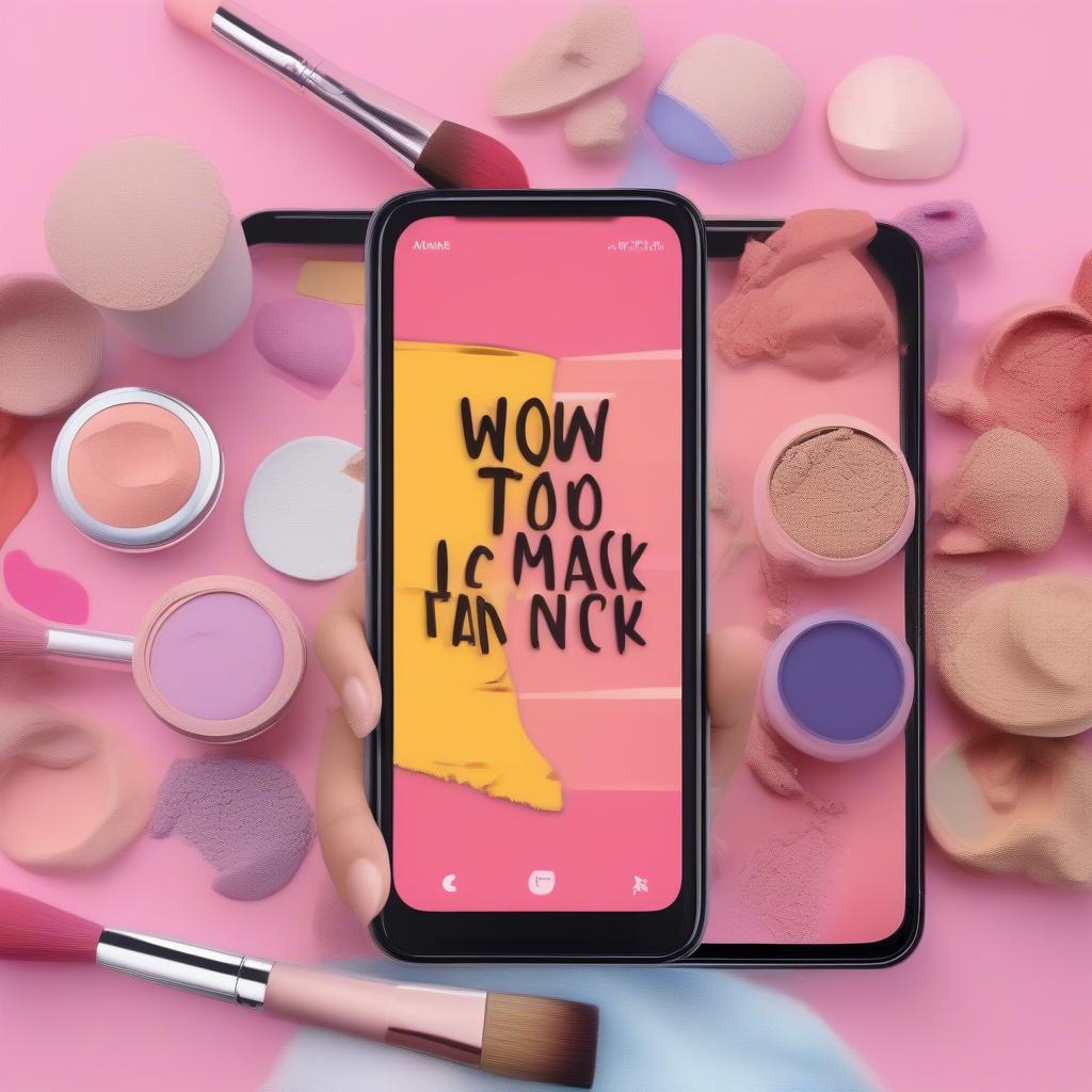 a smartphone screen showing a TikTok tutorial titled 'How to Contour Like a Conservative,' with hands holding a makeup brush shaped like the Liberty Bell, scattered MAGA hats and makeup palettes in the background