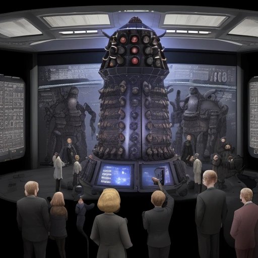 Scientists deciphering Dalek control panel