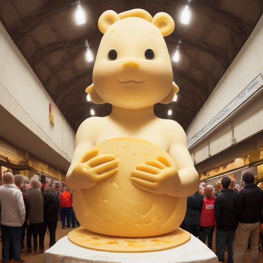 Cheese enthusiasts marveling at the sculpture