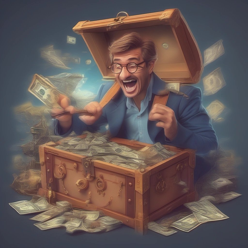 Investor exploring a treasure chest