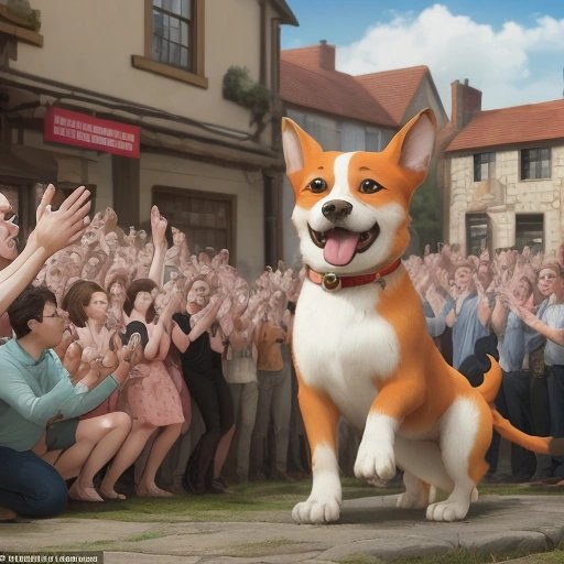 Max surrounded by adoring townsfolk celebrating his discovery