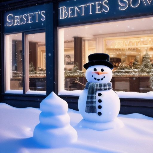 Snowman protesting outside department store