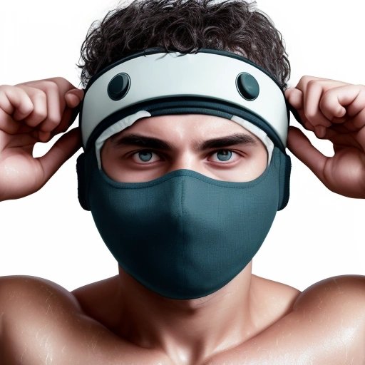 Man wearing the Eye-Stabilizing Headgear