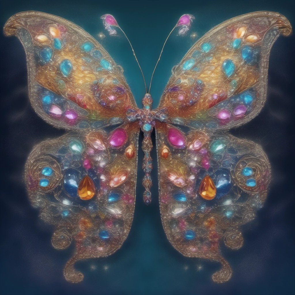Fashionable butterfly in a gown
