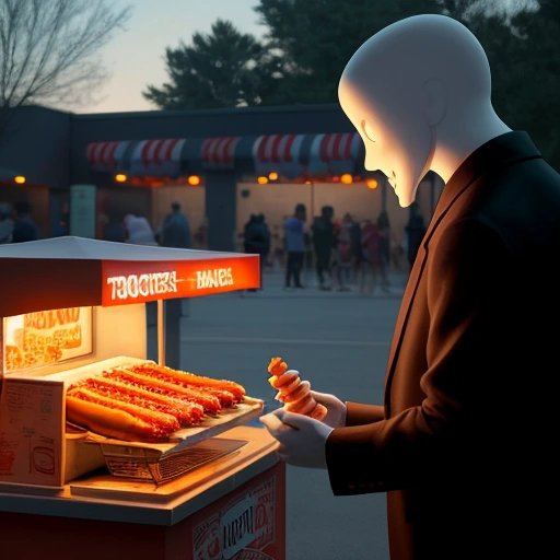 Ghostly figure and a presence with hotdogs