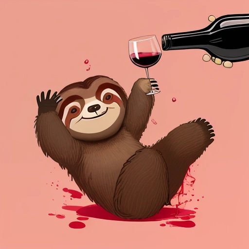 Clumsy Sloth Spills Red Wine