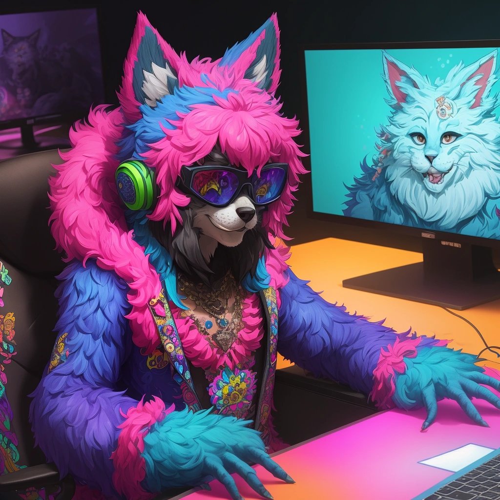 Furry engaging in online activities