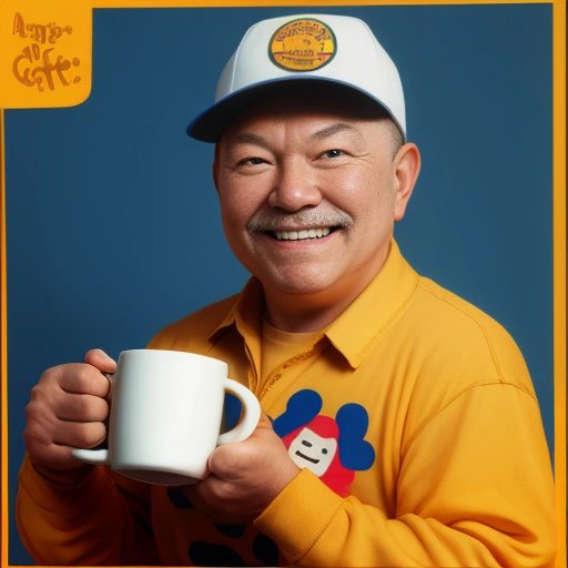 Albert Q. Bert holding a coffee mug