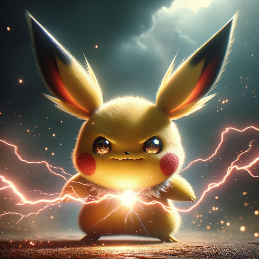 Pikachu charging up for a shocking performance.