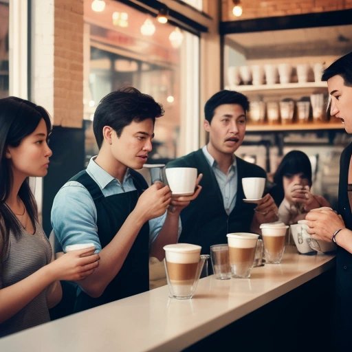 Crowded coffee shop watching Joe Caffeine