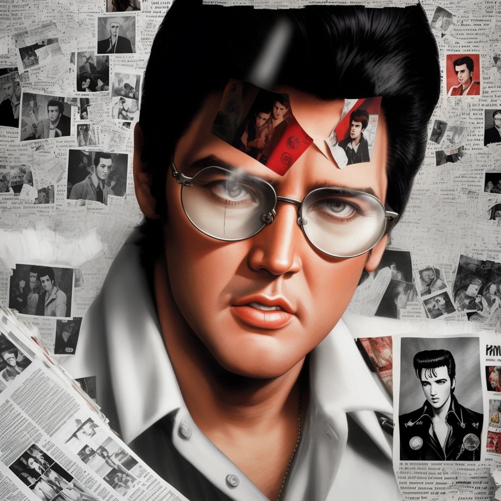 Elvis in a conspiracy collage
