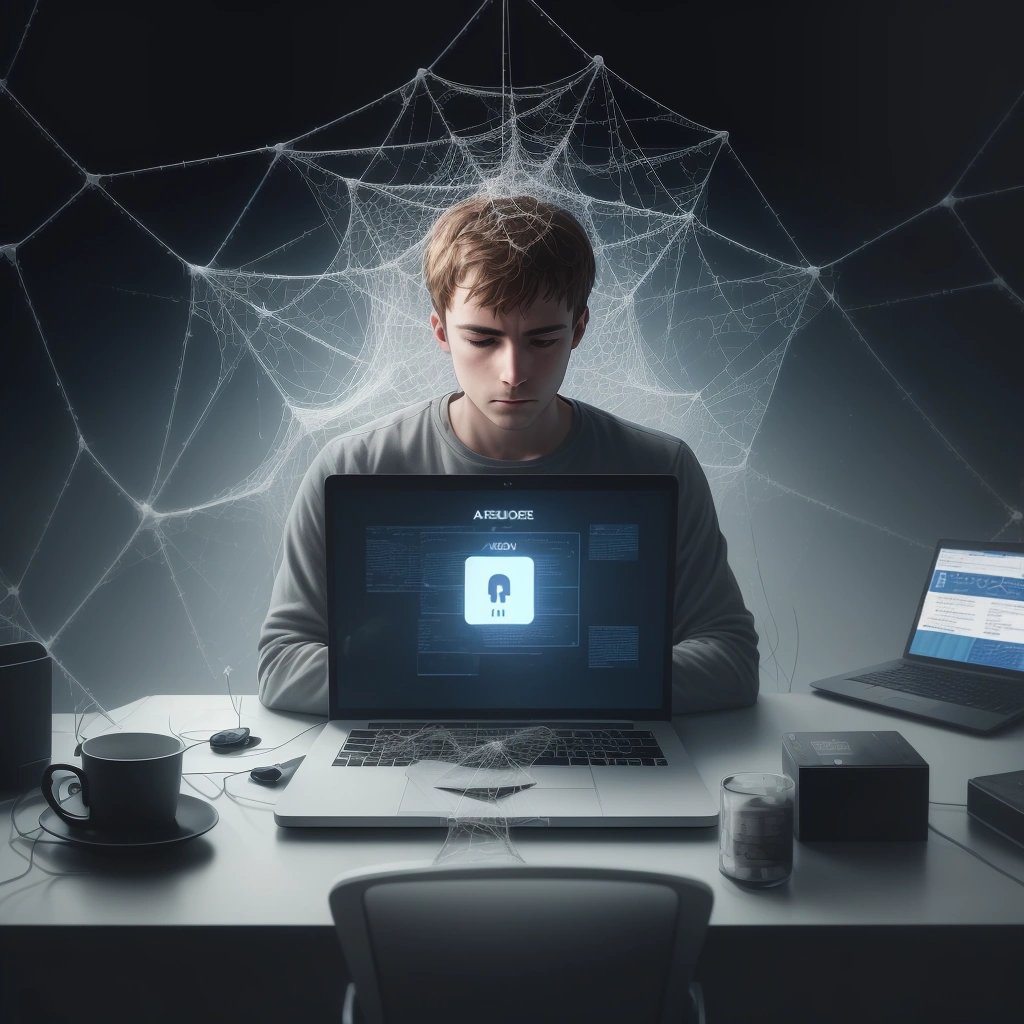 User surrounded by security measures
