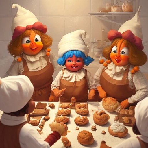 Townspeople and Oompa Loompas baking together