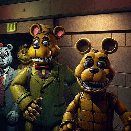 Animatronics chasing the gang