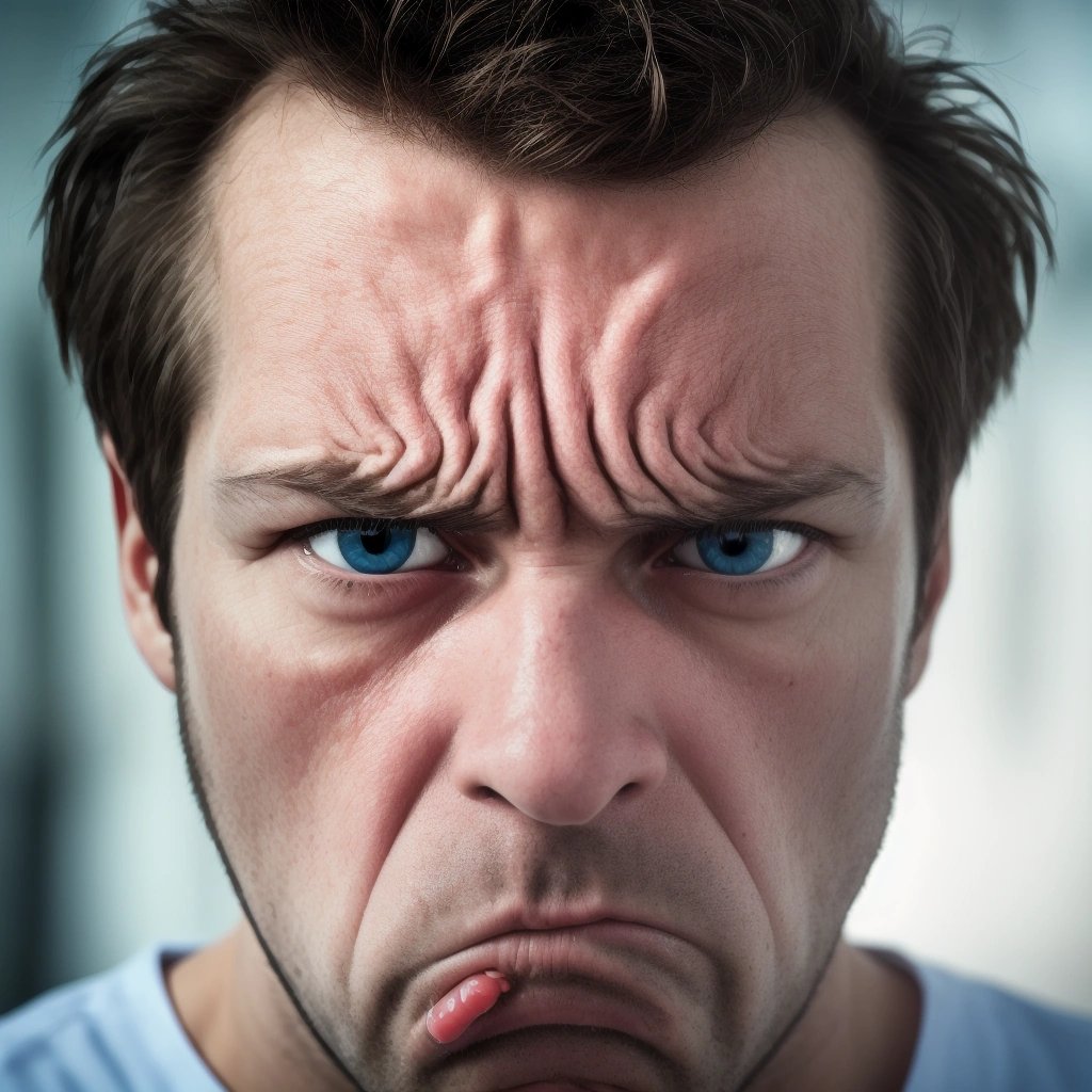 Close-up of frustrated man's face