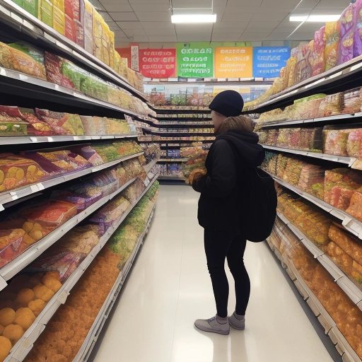 Choosing snacks at the grocery store