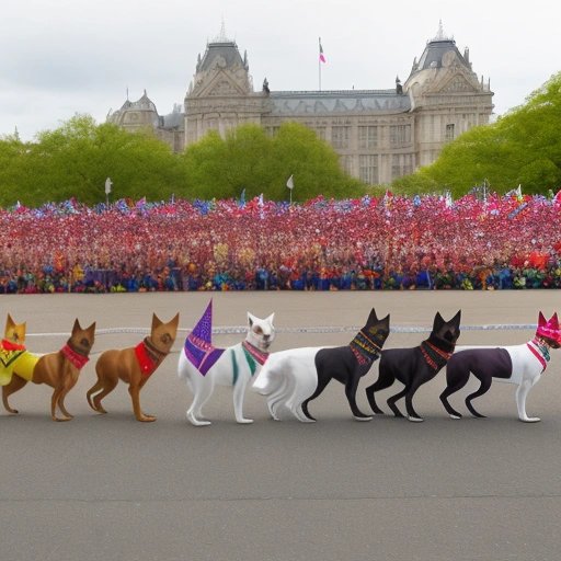 Chihuahua marching in a rally
