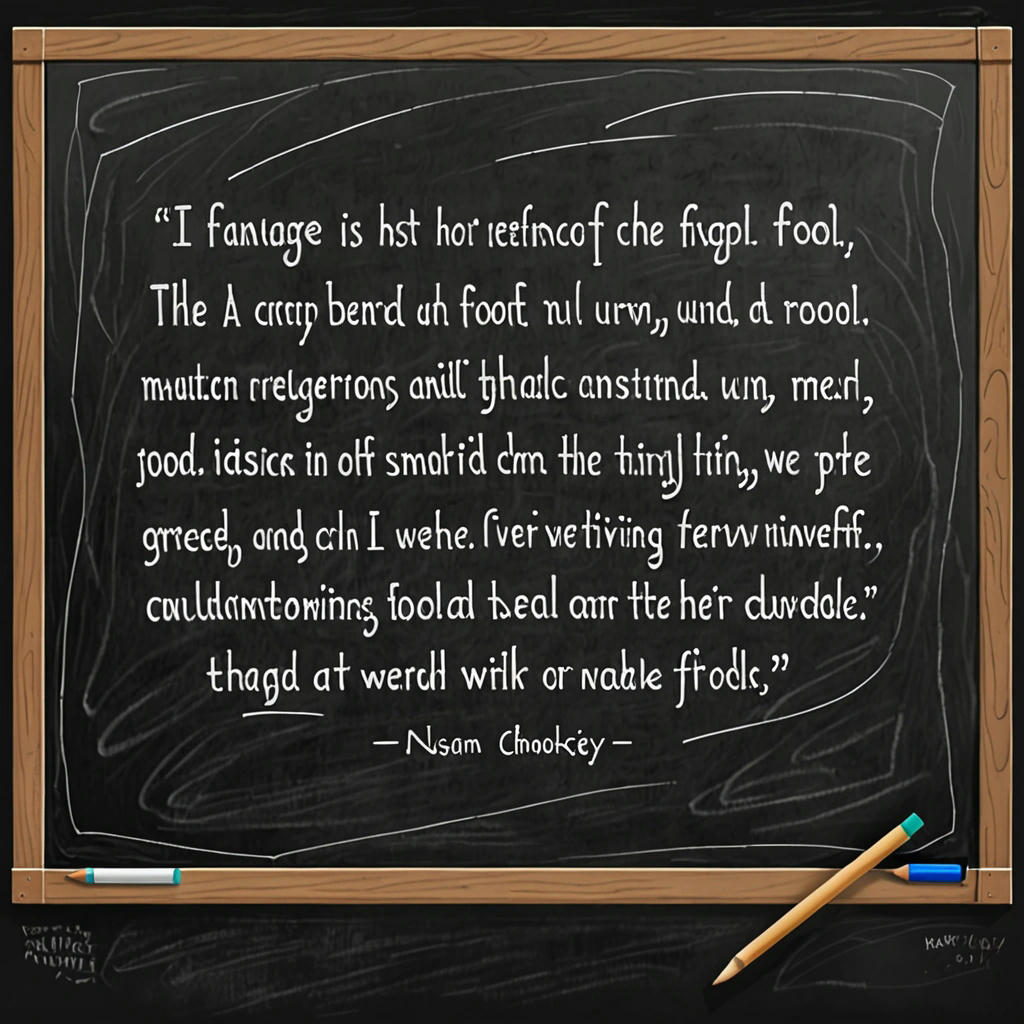 A quote from Noam Chomsky on a blackboard