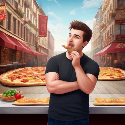 Vinny eating the world's largest pizza