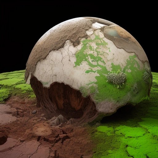 Cracked Earth covered in fungal growth