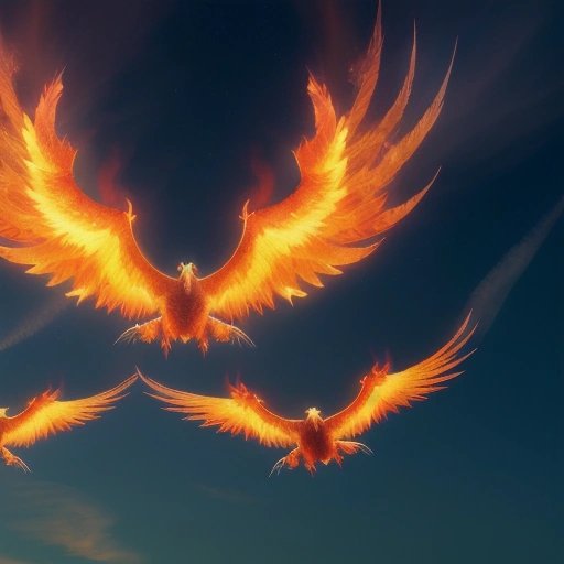 Real phoenixes soaring through the sky