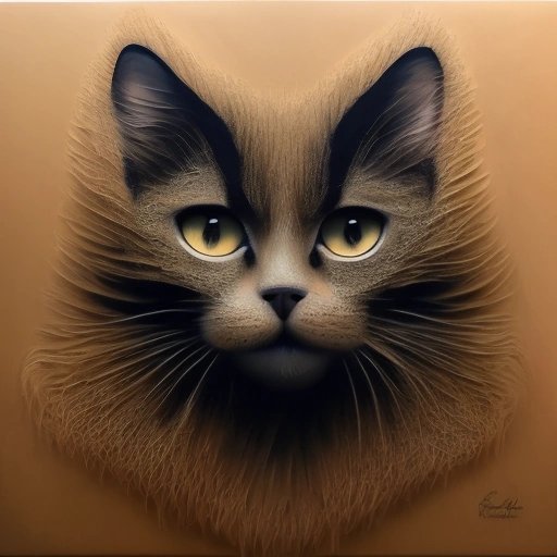 Portrait made of cat hair