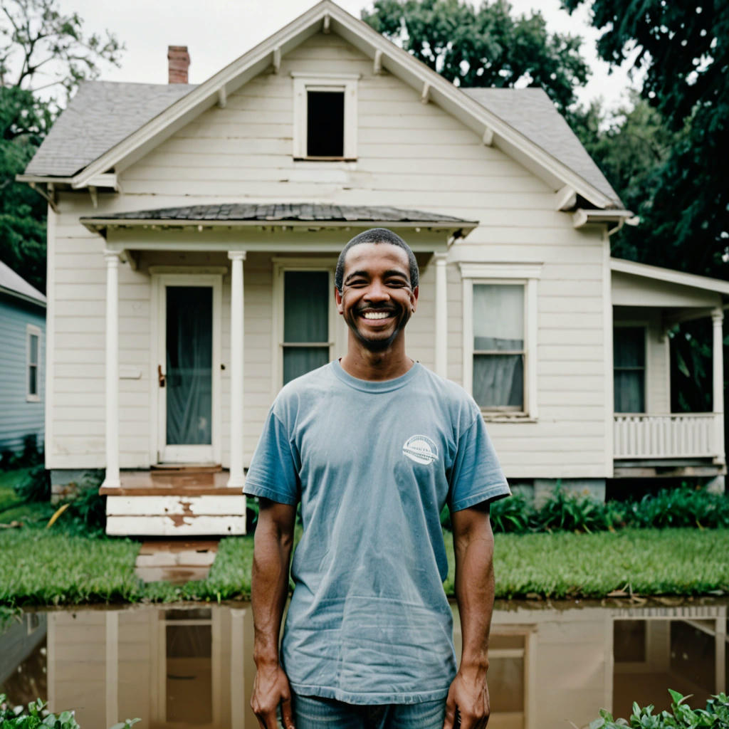 A person standing in front of a restored and clean home