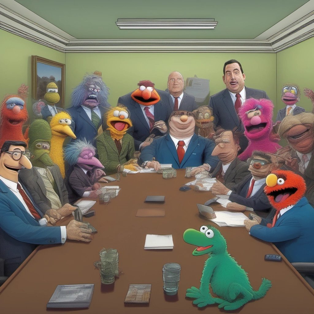 Puppet in board meeting