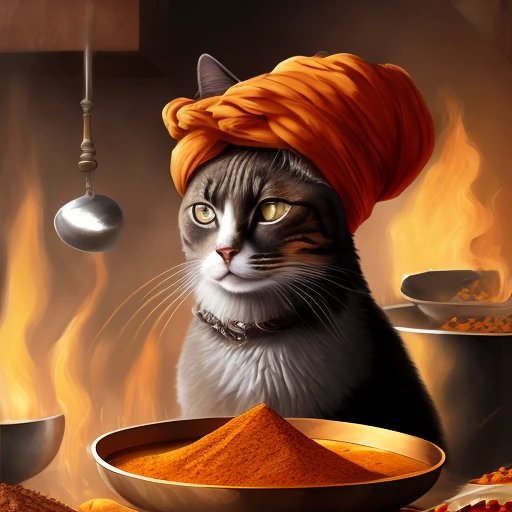 Cat cooking in a Middle Eastern kitchen