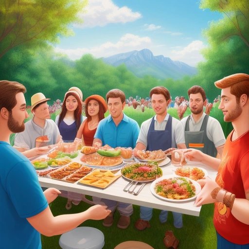 Man at a barbecue with strangers