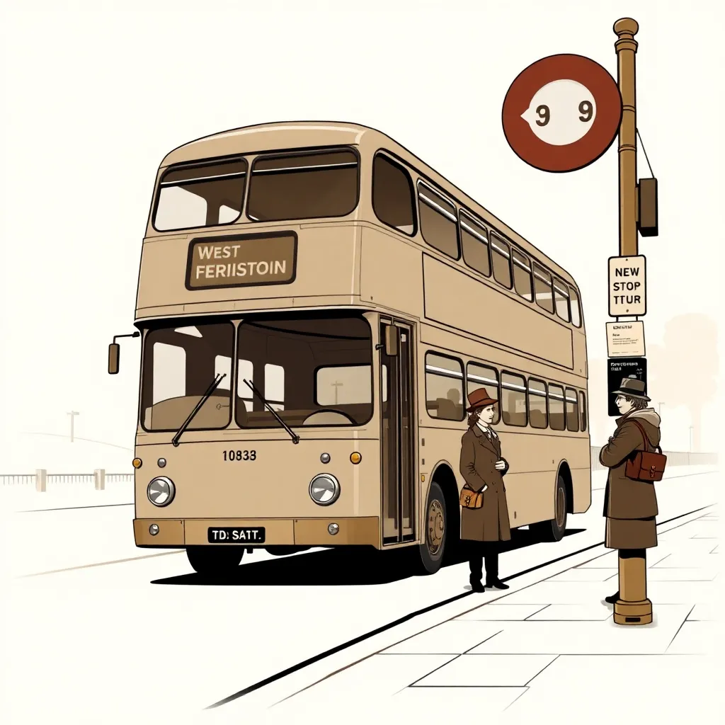 The first buses and stops, early 1950s