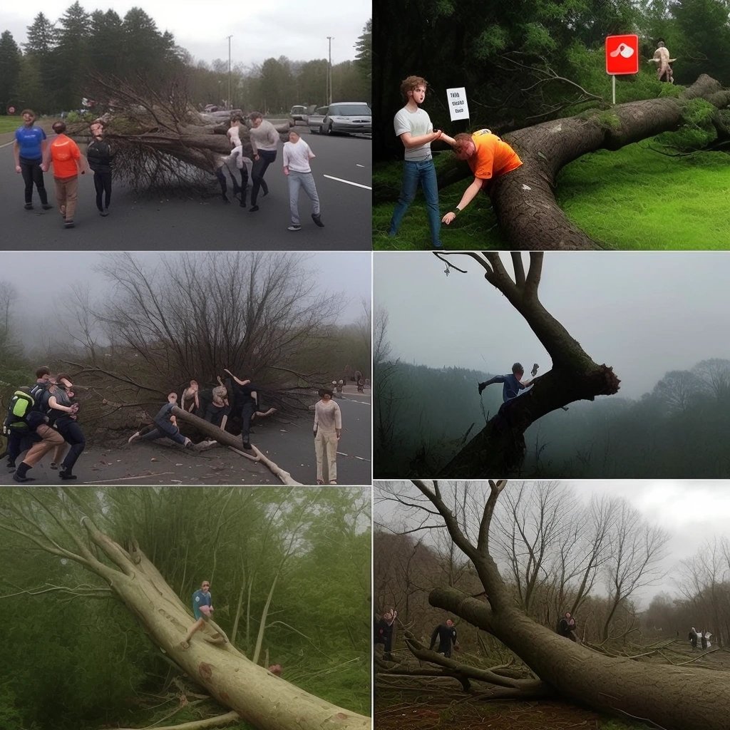 Social media memes about the fallen tree