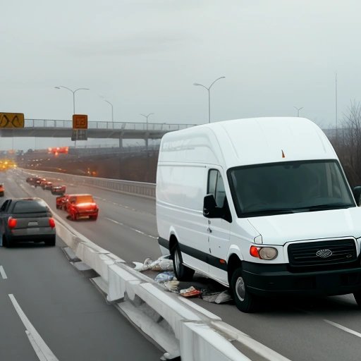 Van crashing into the guard rail