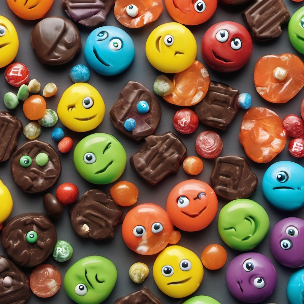 Alien symbols on candies
