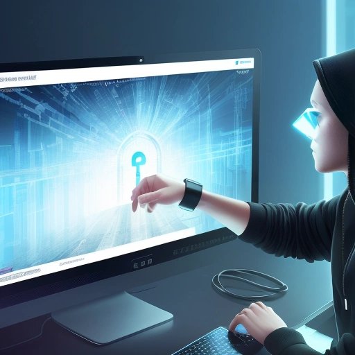 Hacker breaking through virtual lock screen