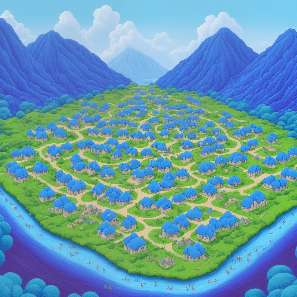 Smurf village painting