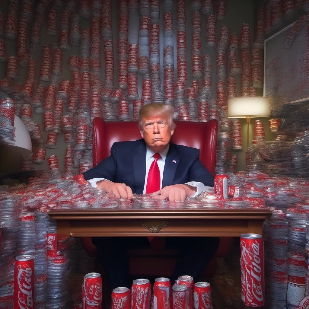Trump surrounded by Diet Cokes