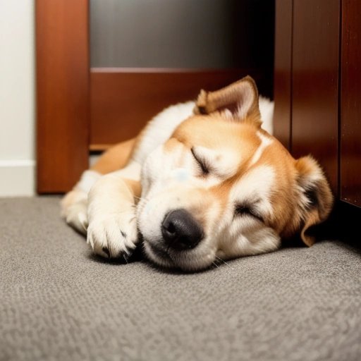 Lazy dog sleeping in a corner