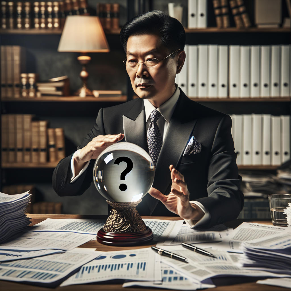 A meme of a hedge fund manager looking into a crystal ball.