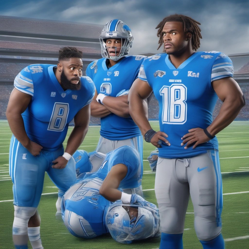 Detroit Lions players in college football jerseys