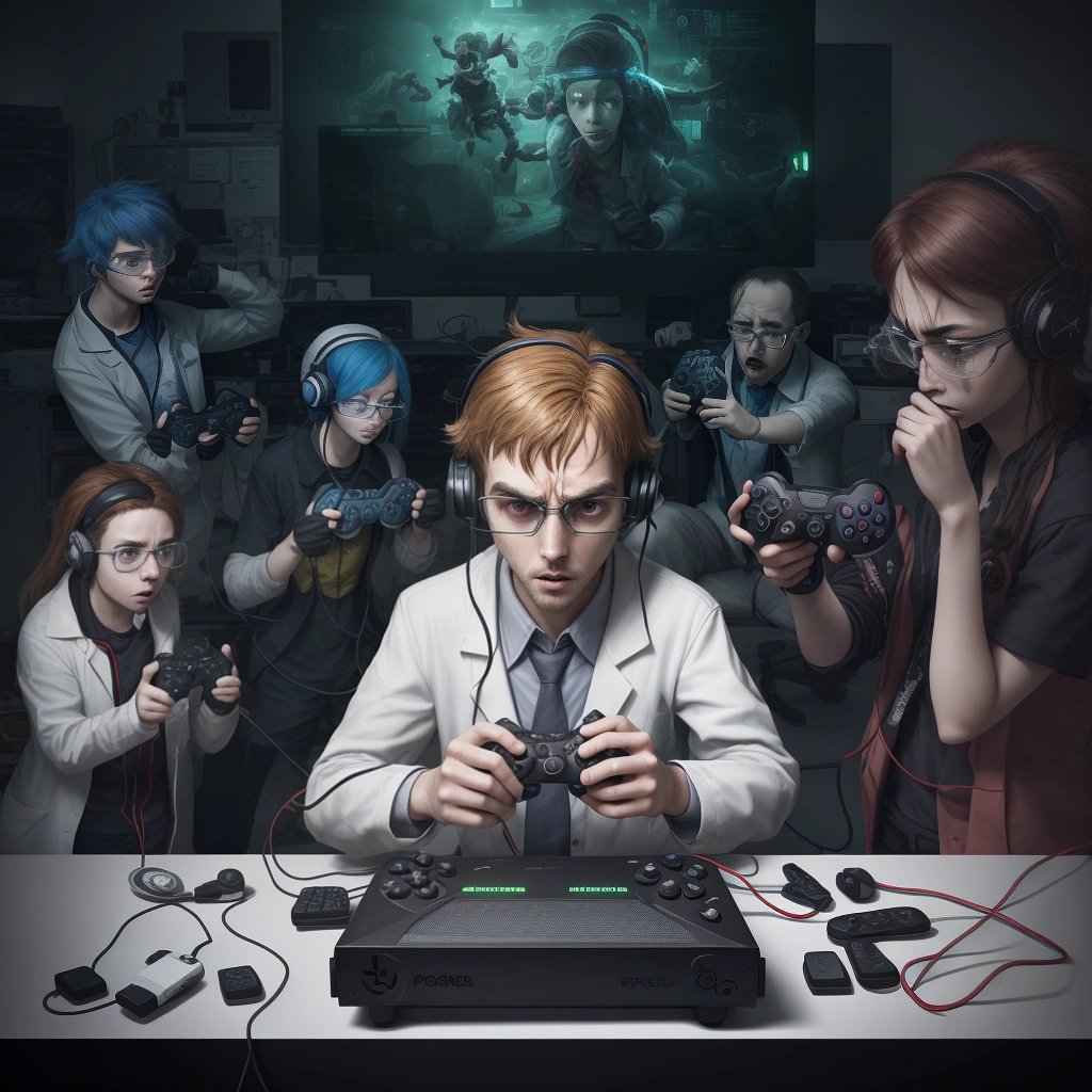 Confused scientist surrounded by speedrunners