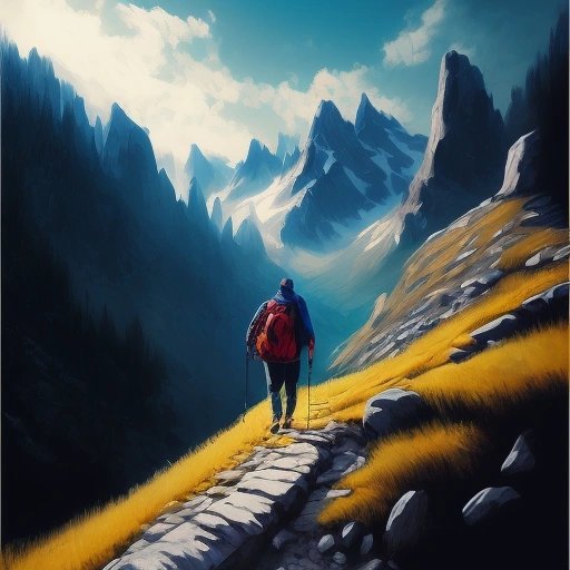 Man hiking in the mountains