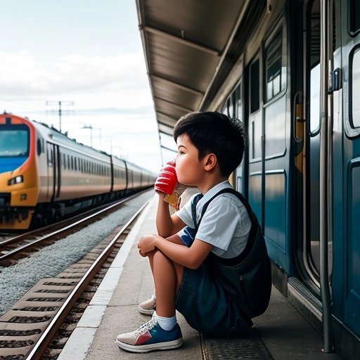 Child waiting for a train